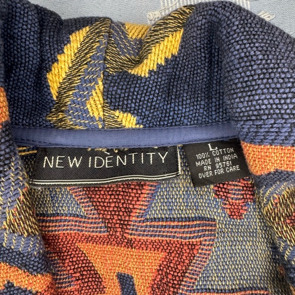 New Identity Blue and Red Geometric Blazer with Open Front Western Style. - Picture 14 of 14